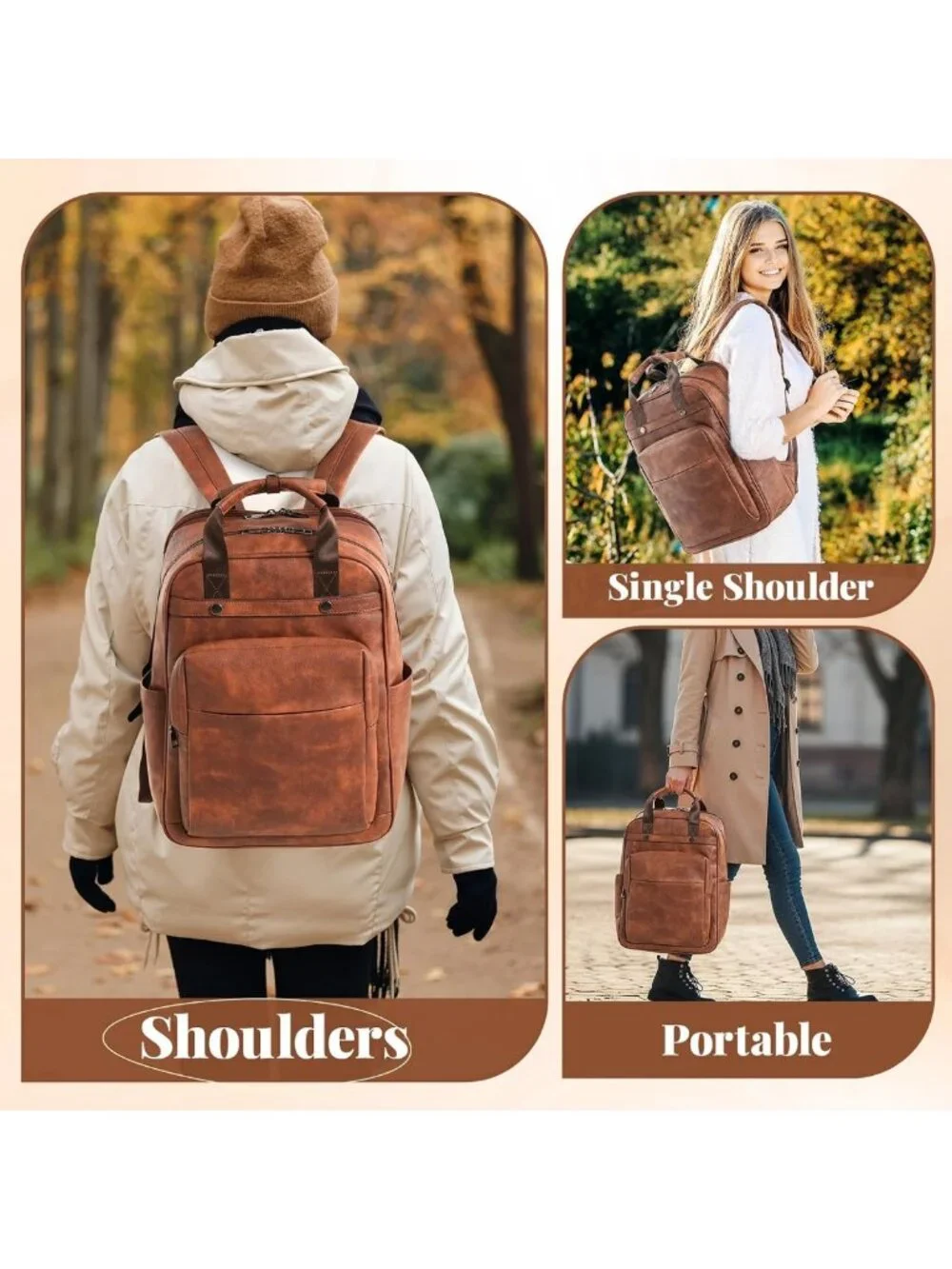 Stylish PU Leather Women's Backpack | 17
